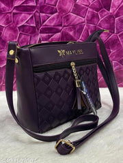 Attractive trendy women purple PU sling bags/Premium PU leather sling bags for women/Small sling bag/Full handwork bag/Party wear and wedding bag for women