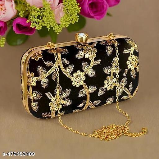 Rajasthani Party Clutch for Women Box Clutch with Golden Chain Sling Embroidery Bag