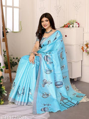 Yashika Women's Printed Trendy Art Silk Saree with Blouse Material