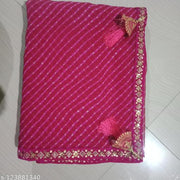 Pink Coloured Leheriya Georgette Saree With lace Border & Blouse