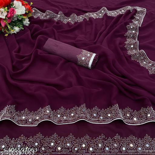 FASHION SOFT GEORGETTE WITH SIROSKI DIAMONDS WORK WEDDING CREATION & PARTY WEAR SAREE