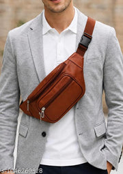 Latest Men Women Leather Waist Pack Travel Bags For Moneyy| Belt| Cards |Mobile| Documents| Kit| Books and Bills Dairy Pouch Cross Side Bag For Men Women .With Belt Stylish Small Luggage Accessories Bag I Waist Bags I Fanny pack.