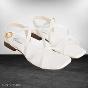 Women's Cute Open Toes One Band Ankle Strap Flexible Summer Flat Sandals(white)