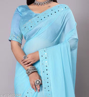 Mirror work saree Poly georgett trending saree
