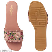 Women's Premium Floral Embroidered Toe Ring Flats for Women | Designer Open Toe Slip-On Casual & Party Wear Footwear
