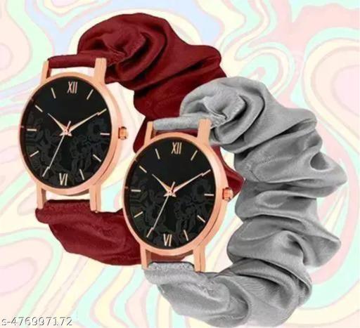 Marron_Grey | Ribbin Belt | Black Flower Dial | Combo