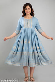 Women Rayon Printed Aaradhya Anarkali Kurtis