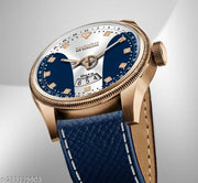 3D Glass Date Display Dial Leather Belt Analog Watch - for Men
