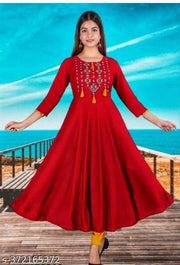 Women Embroidered Rayon Anarkali Kurta