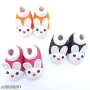 Kids with fabulous desigins & colors booties  Baby shoes/ Baby Booties/ Booties/ New born baby shoes for baby boy and baby girl with fancy bunny comfortable and skin friendly pack of 3 pair