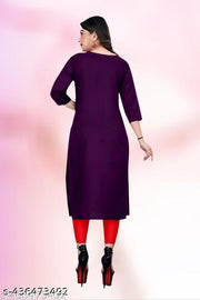 Polyster/Crepe fabric-Casual Crepe Fabric Kurti For Wowen Multicoloured Crepe Kurtas For Women | Trending Summer Casual Ethinic Crepe Fabric Kurti | Casual Regular Fit Crepe Low Price Plain Kurti for Women's