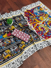 AJRAKH BLOCK PRINT MULMUL COTTON SAREE