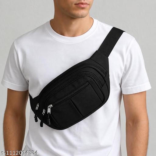 Waist Pack for Travel, Hiking & Sports – Unisex Zip Pouch Belt Bag for Phone, Moneey & Documents (Black)