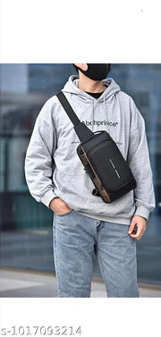 Urban Trek Men’s Water-Resistant Multi-Pocket Crossbody Sling Bag for Travel, Office & Daily Use (Black)