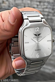 LOIS CARON Men’s Analog Watch – Silver Square Dial Quartz Wrist Watch for Boys & Men (Pack of 1)