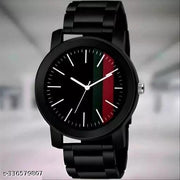 NEW ANALOG WATCH FOR MEN PACK OF 1 BLACK LEATHER BELT