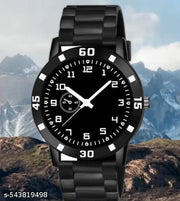 stylish analogue watches combo with bracelet wrists watch pu belt black colour watch for boys and men