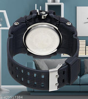 Men's Black Analog Digital Sports Watch with Multifunction Design