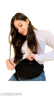 Waist bag combo for girls black color leather waterproof side chest bag womens classy bag