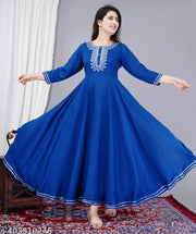 Women Solid Rayon Fabric Women Kurti With Embroider On Yoke