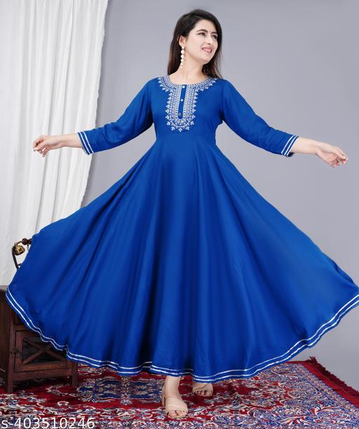 Women Solid Rayon Fabric Women Kurti With Embroider On Yoke