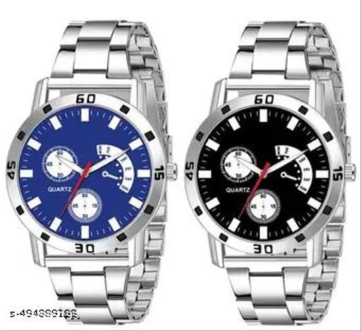 Silver Watch with Stunning Black Dial Chain Watch