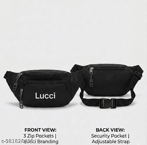 LUCCI Waist And Chest Bag for Men and Women | Fanny Waist Pouch Pack Travel Side Sling Water Proof Waist Bag (Black)