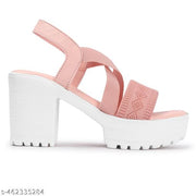 Strap style Heel footwear wedges Block Chunky High Heel Ankle Elastic Strap Open Toe Sandal for Women
