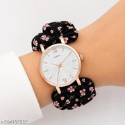 Scrunchies Watch Classic Dial & Unique Scrunchies Watch For Girl & Women Antique Women Multicolor Satin Febric Belt Scrunchies Watch