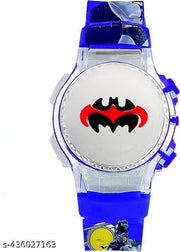 Digital Dial Cartoon Revolving Cap Glowing Light Cartoon Printed Strap Colorful Kids Watch for Boys & Girls /BATMAN