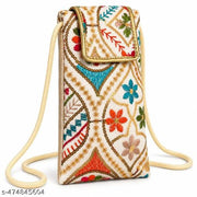 Ethnic Embroidered mobile pouch with waist clip for women/girls  - Multicolour