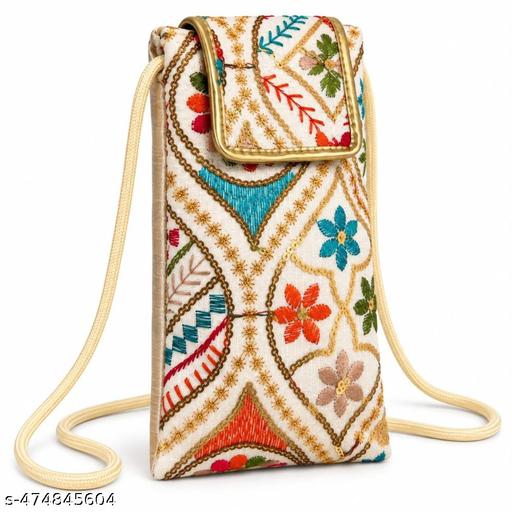 Ethnic Embroidered mobile pouch with waist clip for women/girls  - Multicolour