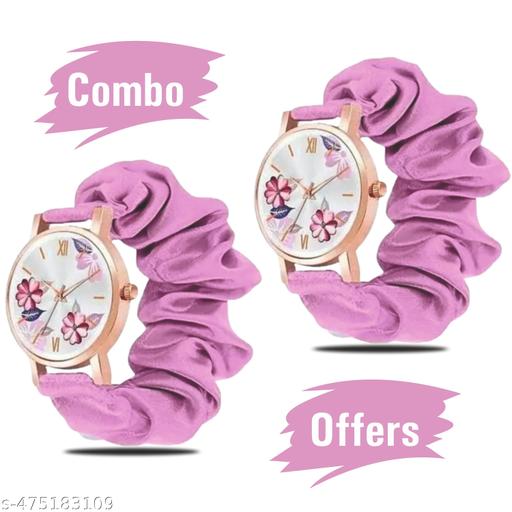 Pink Ribbin Belt | Flower Dial | Girl’s Watch_Combo