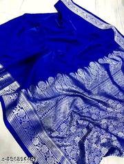 Banarasi Satin Silk Saree Silver Zari