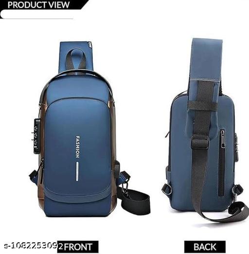 Crossbody Sling Bag, Waterproof Polyester, Hard-Shell Anti-Theft with Built-in Password Lock, Slim Lightweight Travel Pack
