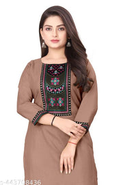 Designer Kurti New Collection Cotton Blend Stylish New Trendy , Women Kurti , Kashmiri Pheran, Cotton Kurti,Embroidered Pattern Casual Kurta for Girls & Women