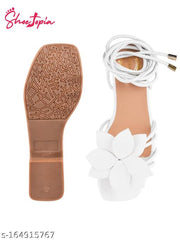 Casual/ Trendy/ Party/ Wear Stylish Women  Grils Wrap Around Ankle White Gladiators