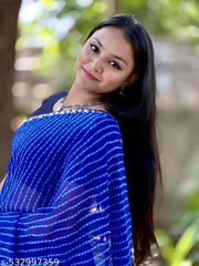 Georgette Bandhani 60gms saree with lace and blouse