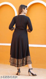 Womens Rayon Printed Anarkali Kurti