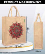 GOLZIA Premium Jute Bag Set – Pack of 2 Durable and Stylish Eco-Friendly Bags for Women Handbags, Shopping, and Lunch Boxes | Reusable Bags for Gifting, Water Bottles, Grocery, Return Gifts, and Office Use | Lightweight and Sustainable