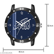ISLAMIC AYATULKURSI Design Round Blue Dial Latest Fashion Black Rubber Strap Stylish Wrist Watch for Men and Boys, Pack of 1