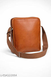 Men’s PU Leather Crossbody Sling Bag | Stylish Office & Travel Shoulder Bag for Men | Beige Messenger Side Bag