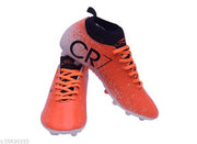 Orange Solid Football Shoes For Men