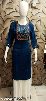 Trendy Women's Straight Embroidery Kurtis