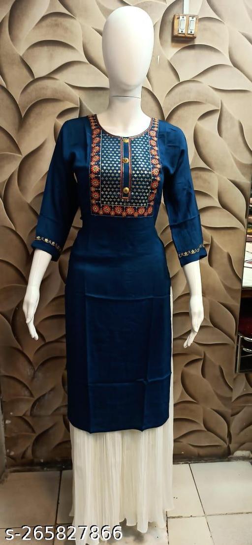 Trendy Women's Straight Embroidery Kurtis