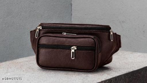 Stylish brown Waist Bag for Men & Women | Multi-Pocket Travel Belt Bag | Adjustable Crossbody Chest Bag