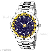 Welix Analog ISLAMIC Design Multicolour Dial Stylish Silver Stainless Steel Strap Wrist Watch for Muslim Men and Boys, Pack of 1 - IW007-ARB-AVO-SIL-STL