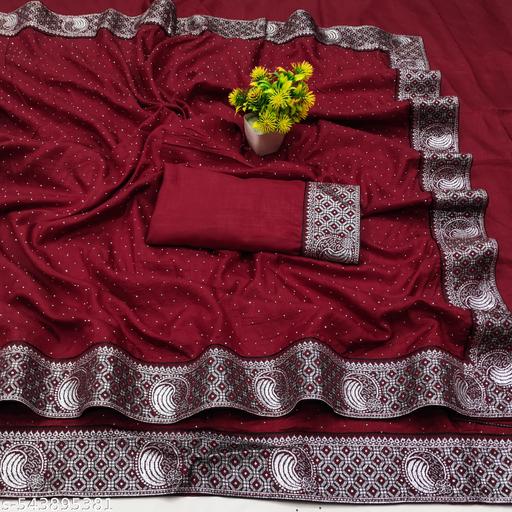 New kumari silk with lace border with hotfix work with separate blouse pis.Fancy saree and festival saree.Partwear saree.