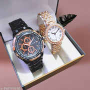 Attractive Black couple watch combo party wedding Couple Wedding Gift Combo, Anniversary Gift Combo, Couple Gift set - Men & Women