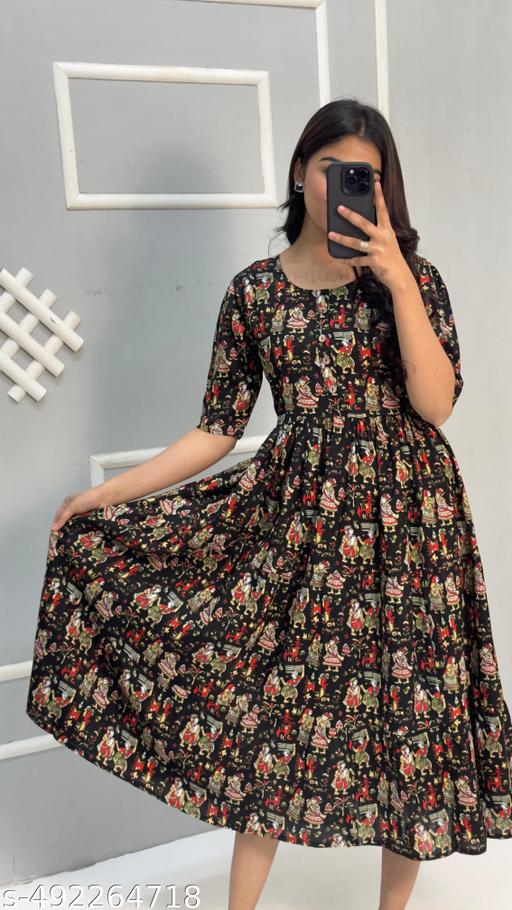 New Launching Festival Special Anarkali Kurti Rayon Fancy Latest Women Designer Dresses Woman Printed Dress Stylish Latest Women Dresses